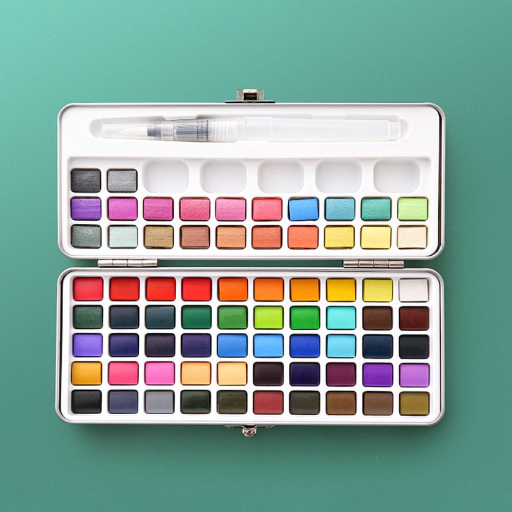 50/72/90/100/128 Color Solid Watercolor Paint Set Portable DIY Painting Kit Nail Art