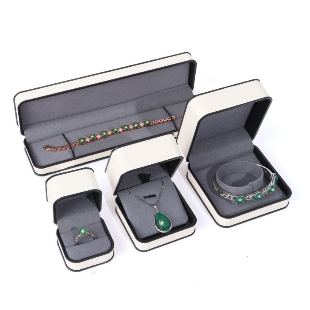 Black Edge PU Jewelry Box Round Corner Jewelry Display Box Modern Ring Gift Box  Wedding