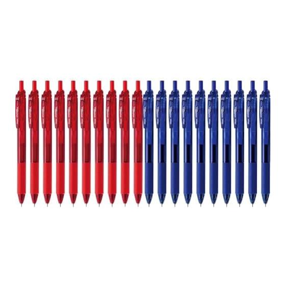Гелевая ручка Pentel EnerGel-S, 0,5 мм, красный корпус (BLN125-B) и Синяя Бочка (BLN125-C), по 10 ручек. Содержит темные чернила для четкого письма, быстросохнущие до
