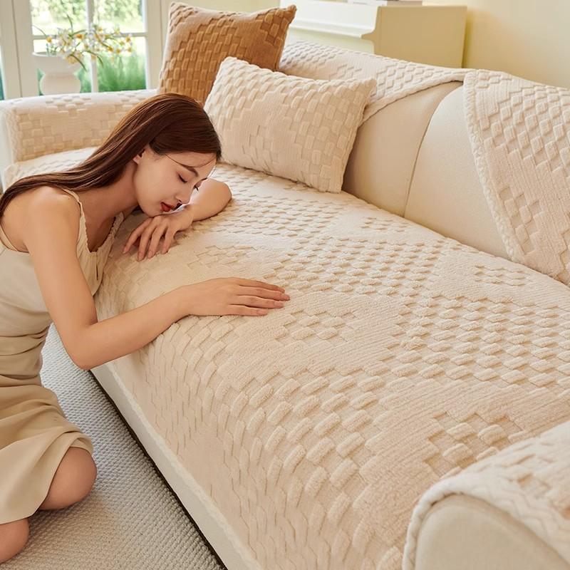 Living Home Non-slip Sofa Cushion Couch Sofa Covers Winter Thicken Warm Rhomboid Slipcover Funda Sofa Mat
