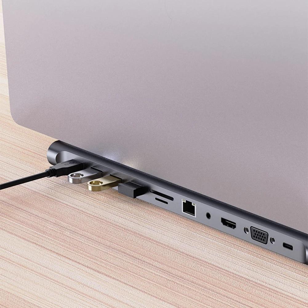Док-станция USB C 11 в 1 с 4K HDMI-совместимым VGA Ethernet многопортовым адаптером 100 Вт PD SD/TF аудио для Surface/HP/Dell/Lenovo/MacBook