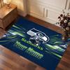 Seattle Seahawks Personalized Crystal Velvet Carpet, Customized Name Text Soft Anti‑Slip Rug for Living Room Bedroom