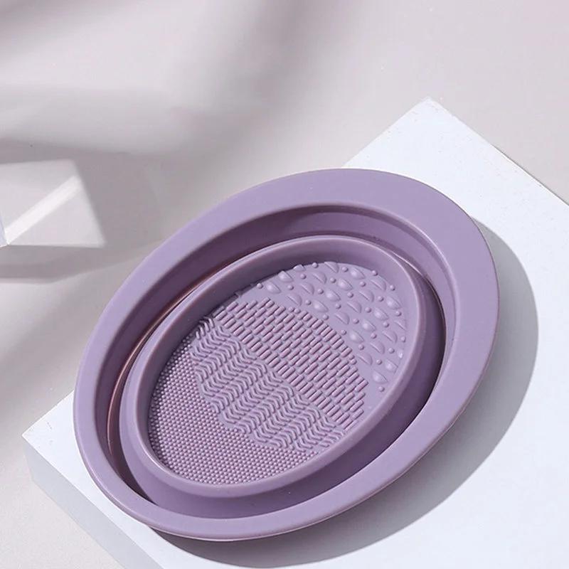 Silicone Makeup Brush Cleaner Bowl Foldable Cleaning Mat Cosmetic Foundation Eyeshadow Powder Brushes Cleaner Tools for Makeup
