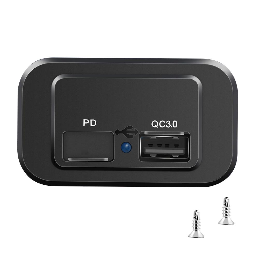 PD QC3.0 Car Charger Socket Quick Charge 12V/24V Dual USB Power Adapter Outlet LED Light For Truck Camper Caravan Accessories Motorcycle