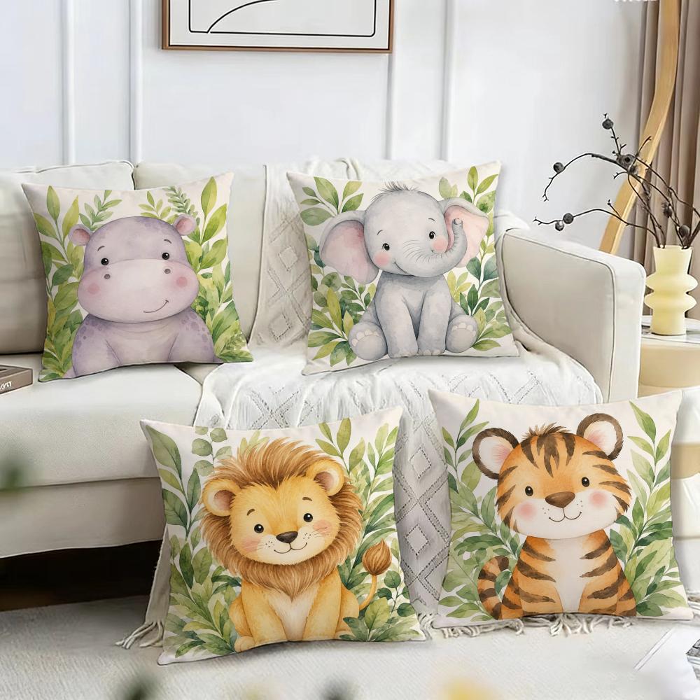 Safari Animal Art Cushion Cover Pillow Case Short Plush Square Throw Pillow Covers Pillowcase Sofa Home Decor Gift