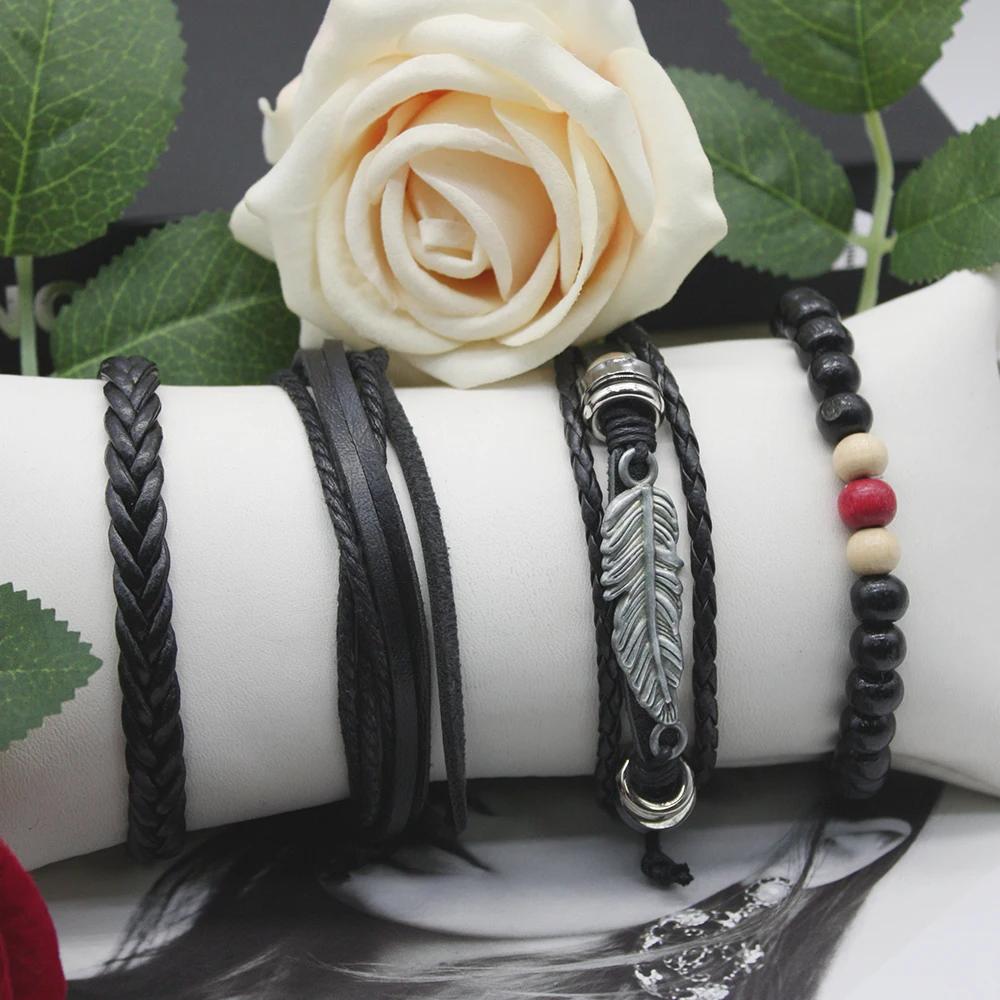 Набор из 5 предметов, мужские роскошные часы, итальянский браслет с подвесками, мужской браслет, в комплект входит коробка, роскошный кожаный ремешок для спорта и путешествий на открытом воздухе