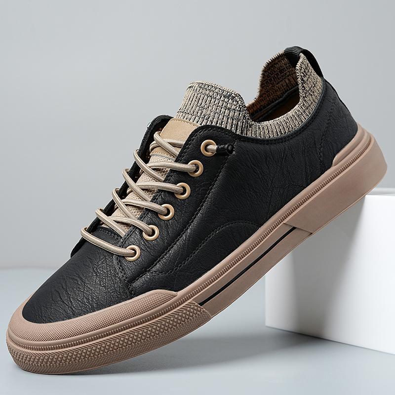 Fashion Retro Style Board Shoes for Men Designer Leather Soft-soled Casual Men's Sneakers Fashion Outdoor Breathable Sports Shoes Male