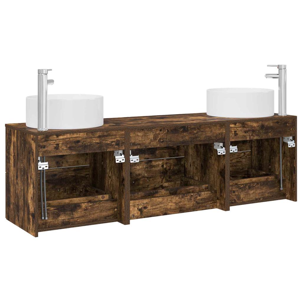 Bathroom Furniture Set 3 pcs Smoked Oak