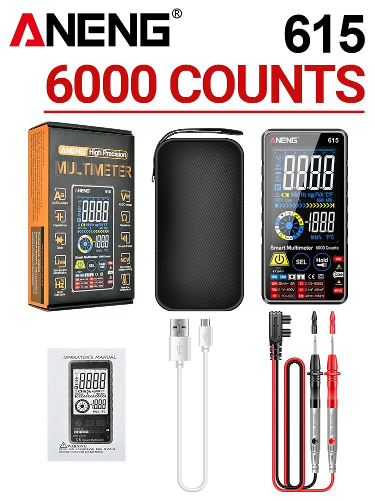 ANENG 615 Multimeter Counts NCV Meter Battery Smart Touch Multitester AC/DC Current Voltage Tester 6000 Charging Instrument Tool