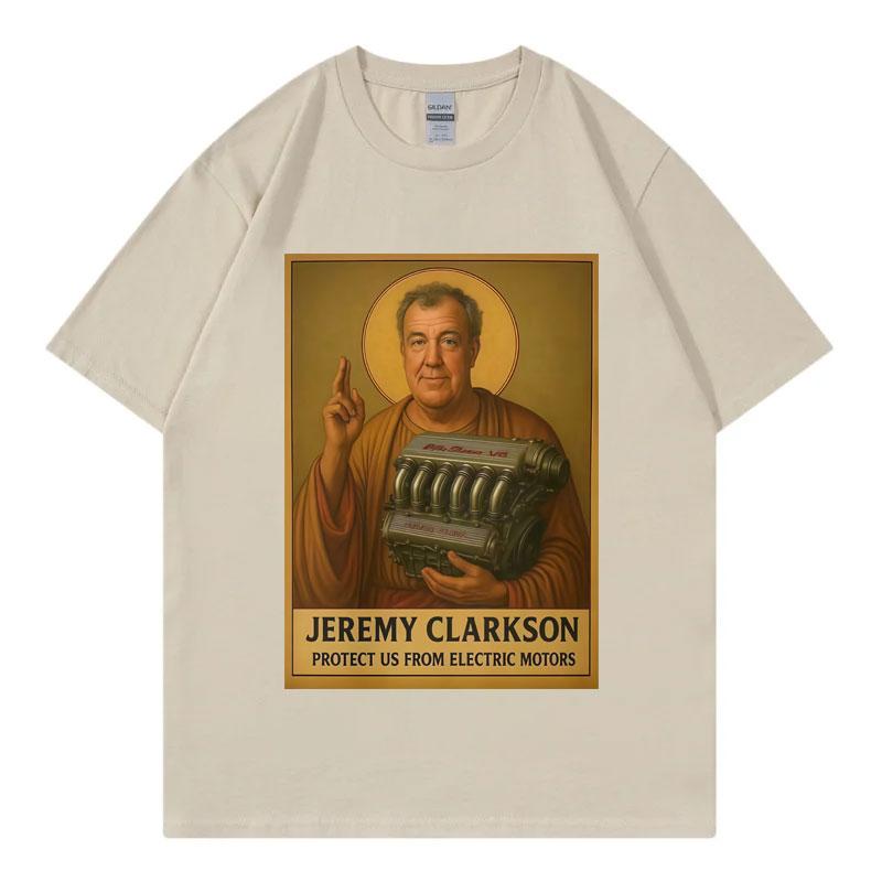 Jeremy Clarkson Protects Us From Motor Damage Tshirt Top Gear Fun Meme Pattern 2025 Summer Mens Womens Fashion Loose Tshirt