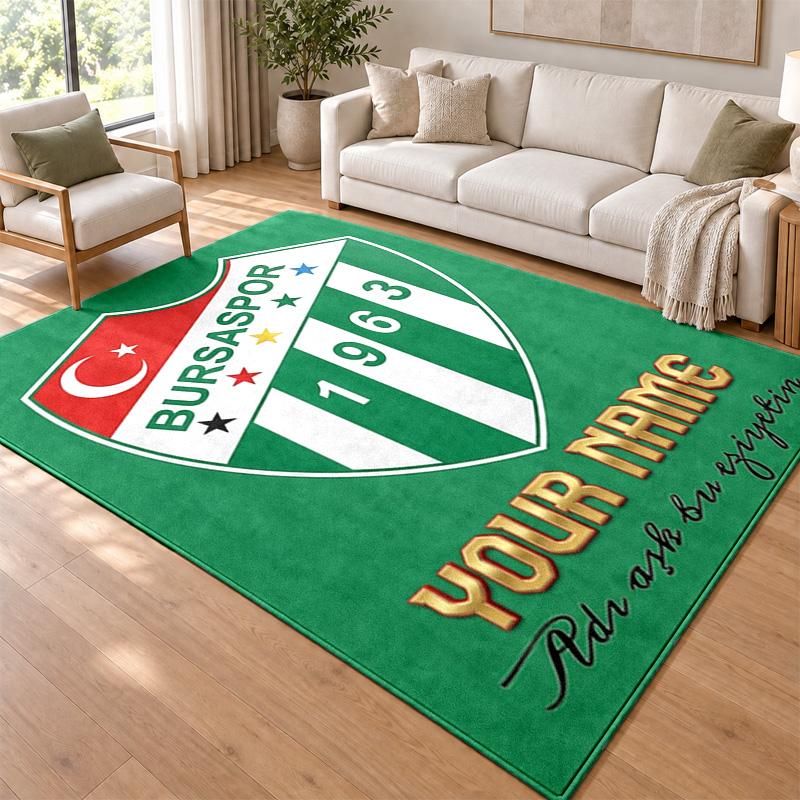 Bursaspor Custom Name Personalized Rug Non‑Slip Doormat Floor Carpet Housewarming Birthday Gift for Family Friends