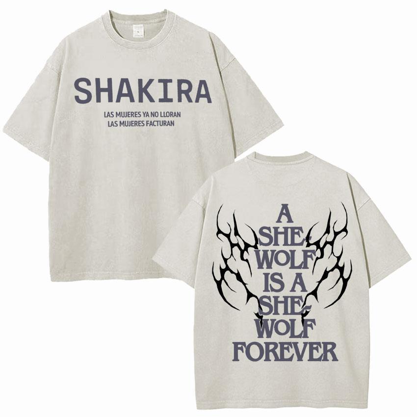Singer Shakira Las Mujeres Ya No Lloran World Tour Tshirts Mens Hip Hop Tshirt Vintage Washed Summer Oversized Cozy Tee Shirt