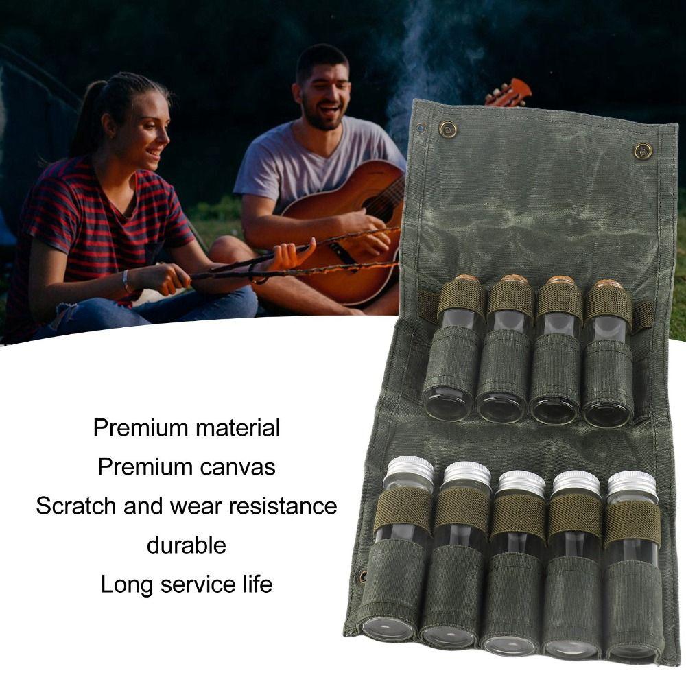 9 Pcs Mini Tube Spice Storage Bag Canvas Spice Container Durable Camping Spice Kit Travel Use