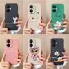 For Vivo Y36 Pro X90 Y17S Y78+ V29 Lite Y27 Phone Cases Bumper Cute Cat Protective Shockproof Luxury Liquid Silicone High Quality Coque For Vivo Capas
