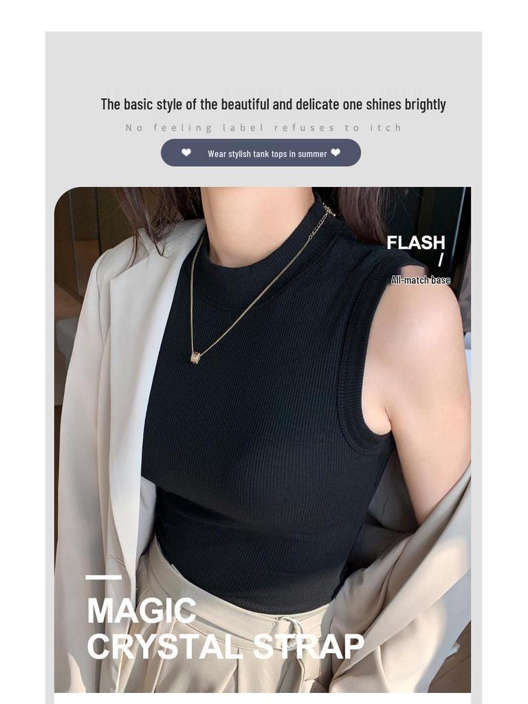 H520 Женская майка без рукавов в рубчик с круглым вырезом - Скрывает жир под мышками, Идеально подходит в качестве топа или нижнего белья