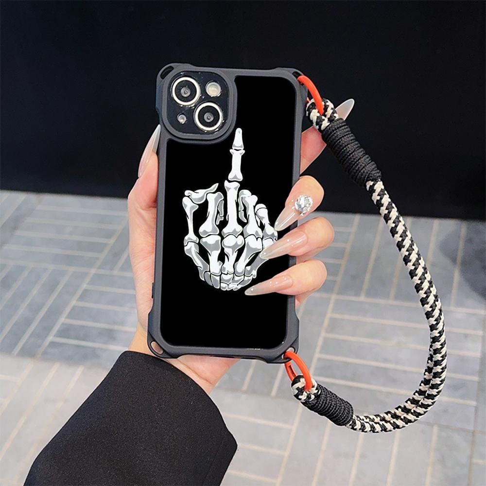 Мягкие чехлы для телефонов Ae80 Gesture Greeting Design Art для iPhone 16 15 14 13 12 11 Pro Max 8 Plus XR с ремешком на запястье, защитным шнурком для углов, задней крышкой