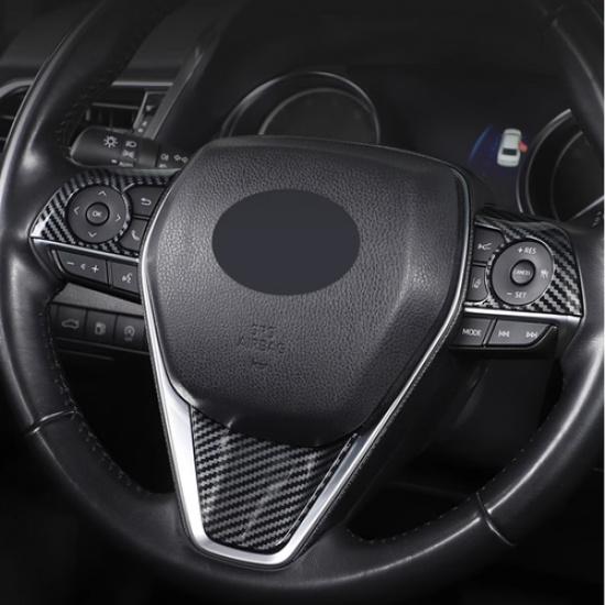 Carbon Fiber Steering Wheel Decor Frame Trim 3PCS For Toyota Camry 2018-2024