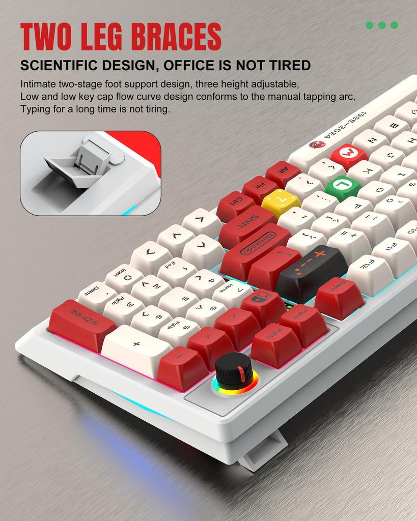 K98 Mechanical Keyboard with Blue or Red Axis, Wired Connection, Dual-Color Injection Keycaps for Gaming