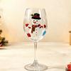Snowman Clear Stemmed Cup Poinsettia Glass Goblet Decorative Red Wine Cup  Home Decor