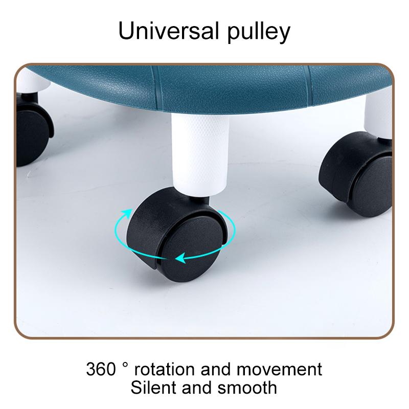 1 шт. с колесами для домашнего хозяйства, искусственная кожа, переносной небольшой табурет, универсальный колесный шкив, низкий табурет, бесшумный, мобильный