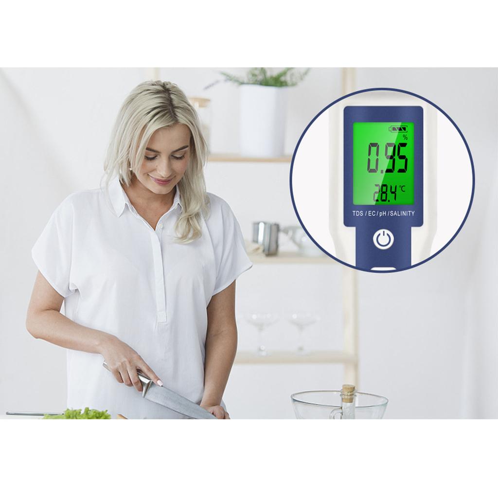 Высокоточный цифровой измеритель воды PH EC TDS, соленость и температура 5 в 1, многодиапазонный измеритель уровня воды