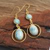 Larimar Yellow And Rose Gold Plated Handmade Earring 100% 925 Sterling Silver Jewelry