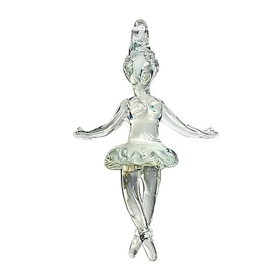 Clear Ballerina Pendant 3D Hand Blown Glass Ballet Dancer Hanging Accessories for DIY Earring Necklace Bracelet Keychain