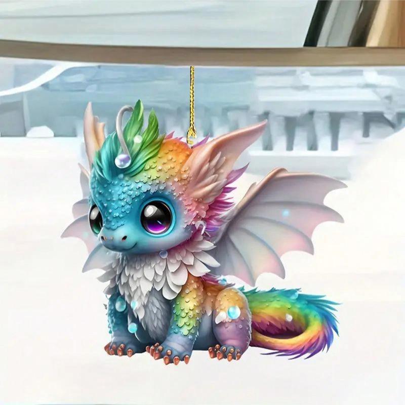 Акриловый декоративный кулон «Черный дракон», автомобильные аксессуары, украшение для внутреннего зеркала заднего вида, рождественская елка, 2D-плоский кулон, сумки и брелки