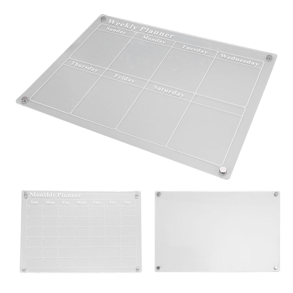 3Pcs Planning Board Set Acrylic Clear Dry Erase Blank Weekly Monthly Planner Board with 6 Pens 15.7x11.8in
