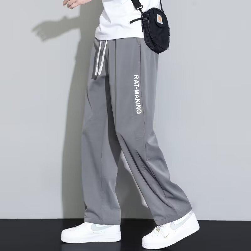 Ледяные брюки мужские летние новые тонкие повседневные свободные большого размера леггинсы спортивные брюки галифе