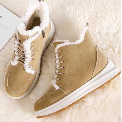 Новые женские замшевые зимние ботинки в повседневном стиле, замшевые кожаные ботинки на шнуровке, теплые хлопковые ботинки, большой размер D327