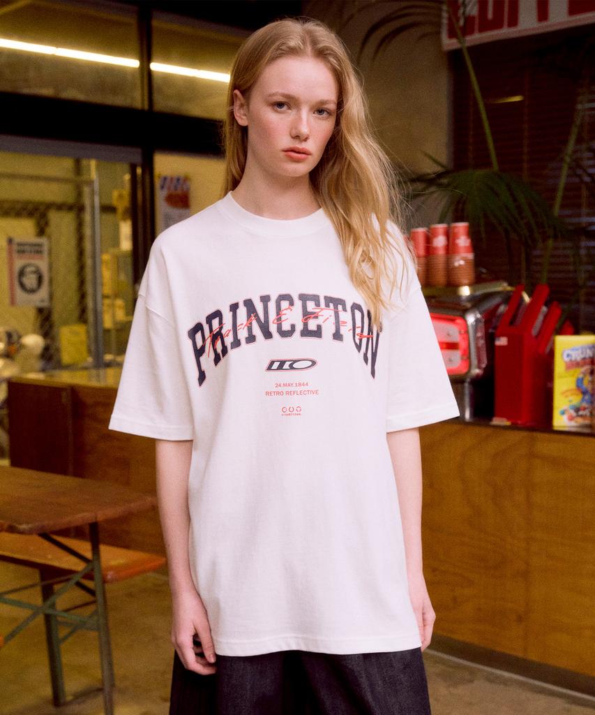 DTHIRTYONE Princeton Overlay Print T-Shirt (White Cream)