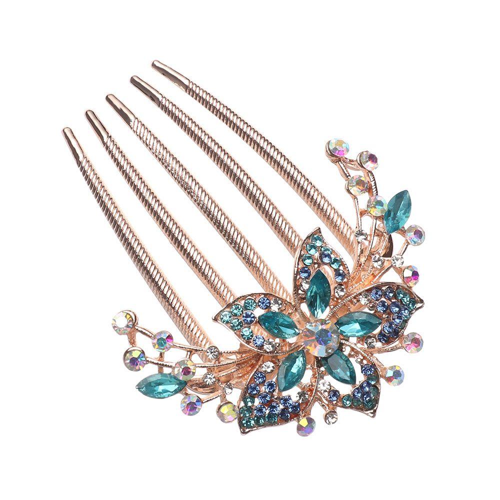 Luxury Hair Accessories Elegant Hair Comb Inlaid Flower Hairpin Shiny Rhinestone