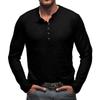 Новые мужские топы с длинным рукавом, на пуговицах, в стиле кэжуал, с круглым вырезом, однотонные