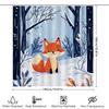 Charming Winter Fox Shower Curtain For Kids - Cute Animal Design Waterproof Bath Decor With Ring Waterproof Durable Easy-Clean