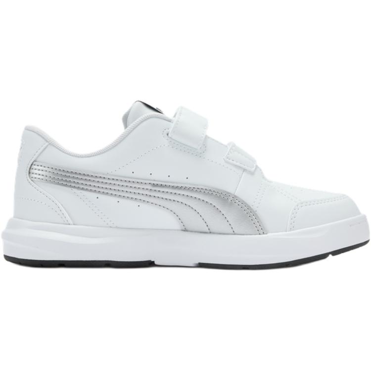Puma Evolve Court V Comfortable Versatile Durable Breathable Low-Top Kids Skate Shoes Kids Skate Shoes White Silver 404315-11