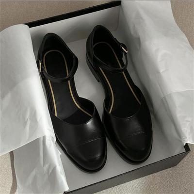 Женские туфли Мэри Джейн из натуральной кожи, женские летние сандалии с толстой подошвой и перфорацией, на низком каблуке, темпераментные женские туфли