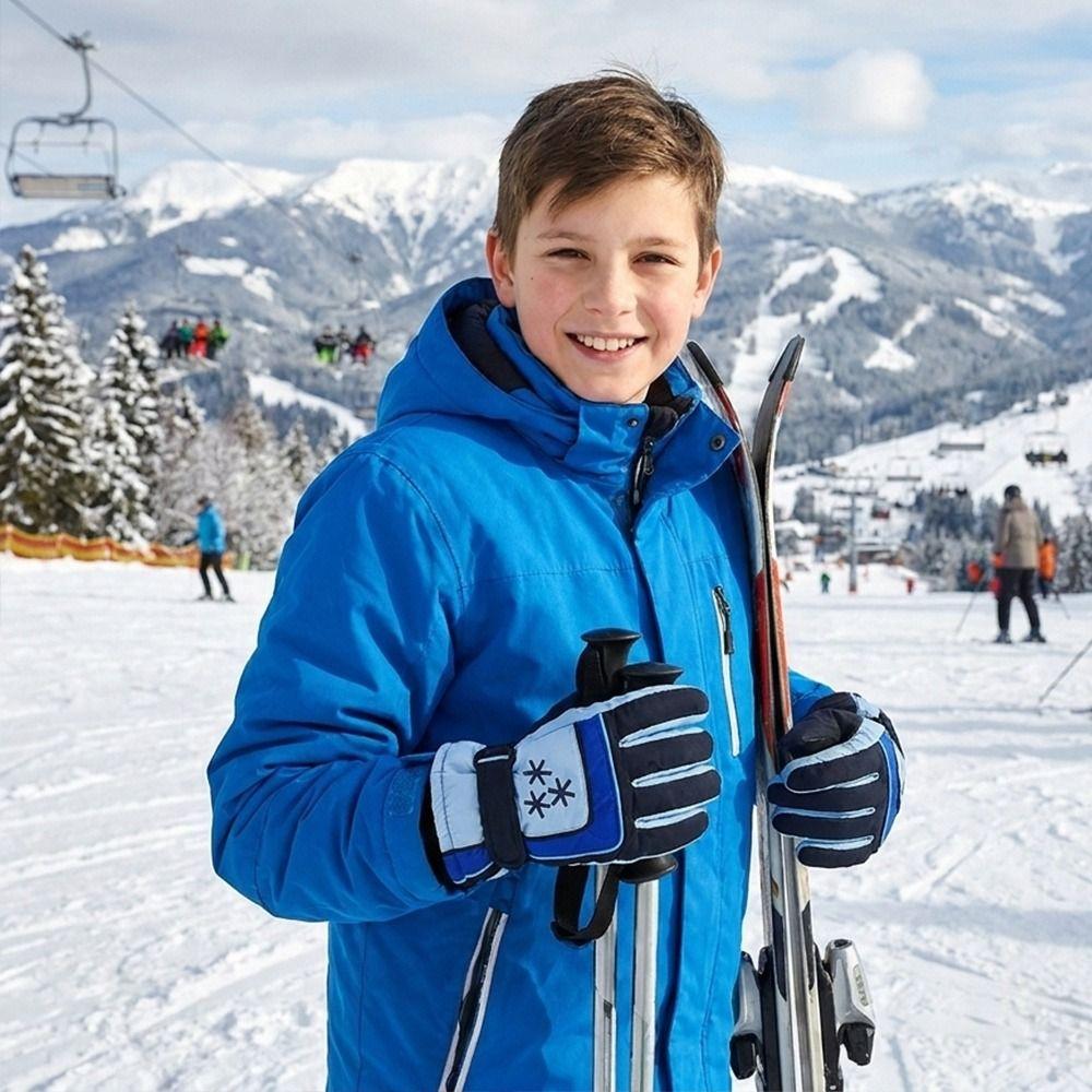 Non-slip Snow Gloves Warm Kids Winter Mittens Fashion Children Ski Gloves Winter