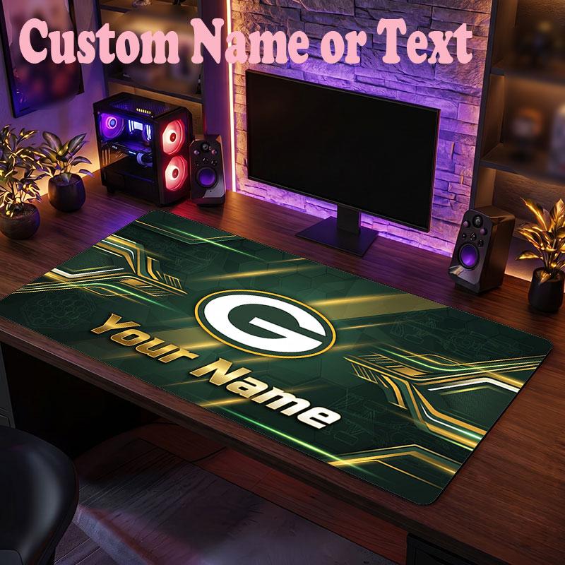 Green Bay Packers Customized Name Text Mouse Pad, Large Desk Mouse Mat Personalized Home Office Present