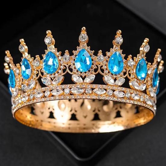 Women Crown Tiara Shiny Rhinestones Inlaid Queen Bridesmaids Crown Accessory for Wedding Halloween Birthday