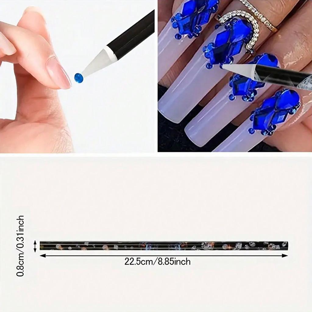 8-piece Diamond Drawing Pen Rhinestone Picker Pencil Set Self-adhesive Nail Point Crayon with Sharpener 5D Crystal Gem Picker Tool DIY Nail Accessorie