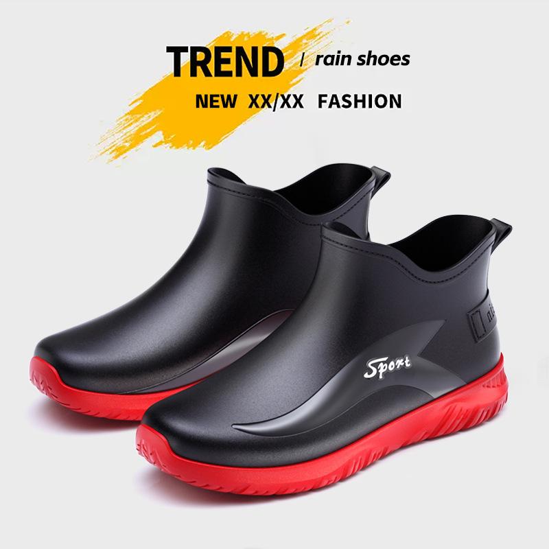 Fashion men's low-top non-slip rain shoes one-pedal water shoes kitchen agricultural work outdoor travel wading men's galoshes rubber shoes
