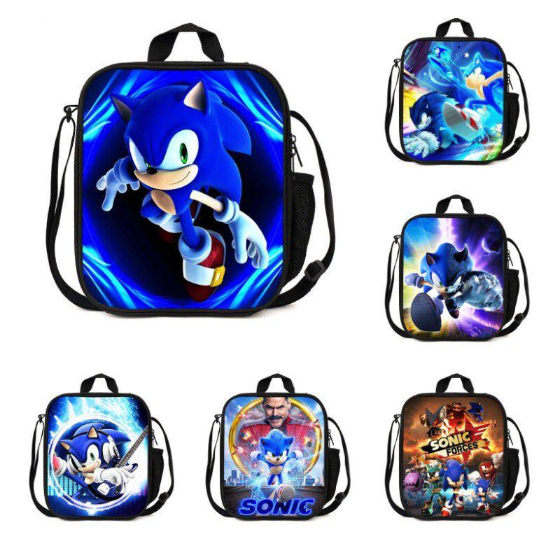 Сумка для ланча Sonic Hedgehog Стильная наплечная сумка для детей и взрослых Большая вместимость Дорожная сумка