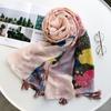 Summer Women's Travel Cotton and Line Scarf Long Sunscreen Beach Scarf Large Shawl Shirt Air Conditioning Shawl