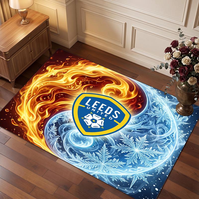 Ковер из хрустального бархата с принтом футбольного клуба Leeds United, Удобный, Впитывающий влагу, Нескользящий, Для помещений