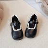 Весна 2026 Детские кожаные туфли Мэри Джейн с кружевной отделкой - Нескользящие, Мягкая подошва, Туфли для маленьких принцесс
