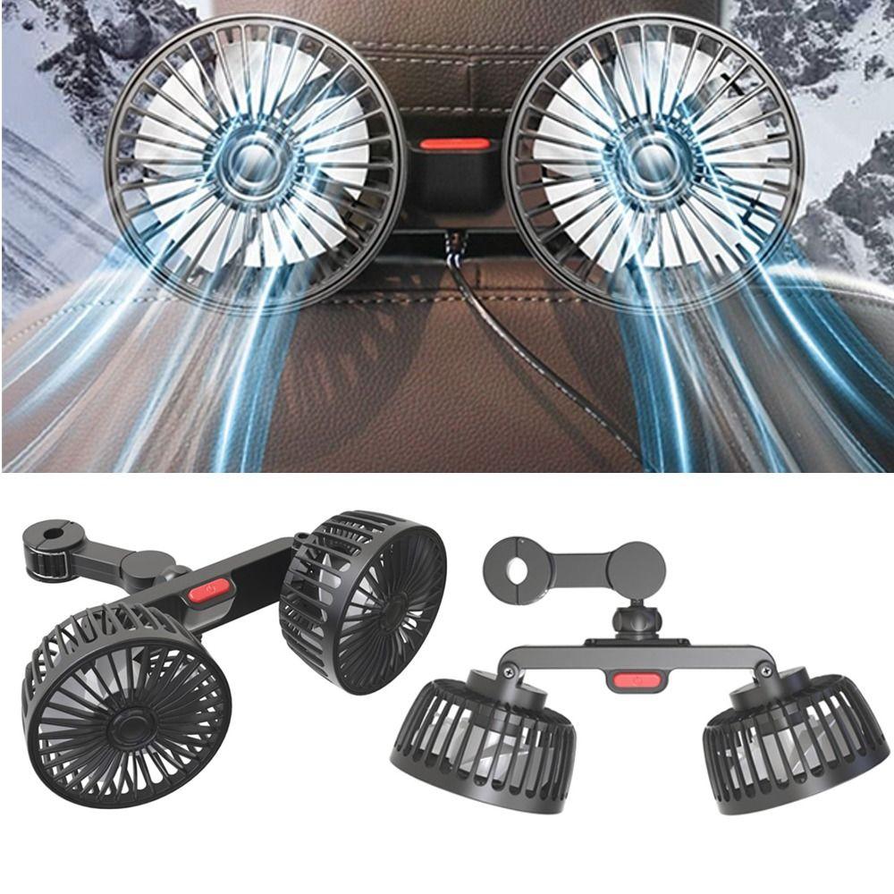 Two-Head 3 Speed 360° Rotation Car Back Rear Seat Fan Car Cooling Fan Air Cooling Fan Headrest Fan