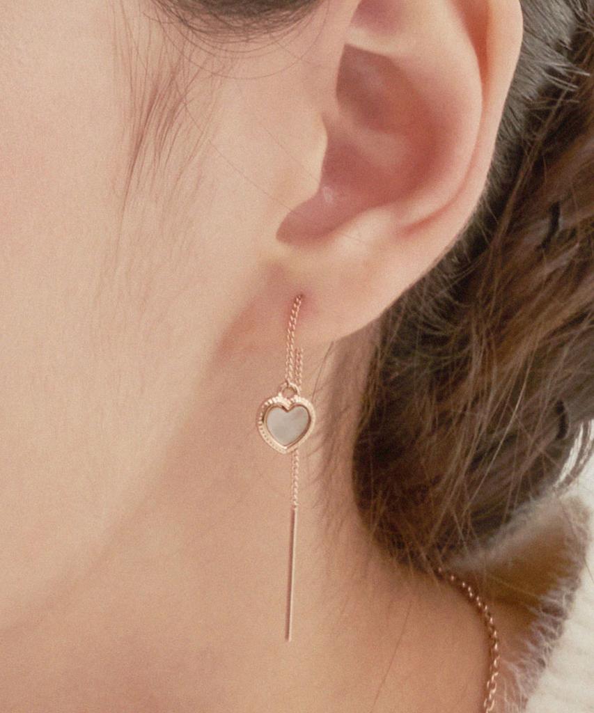 Noonoo Fingers [Розовый перламутр] Серьги-подвески Rosie Mini Heart