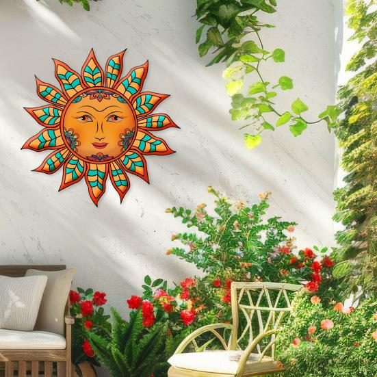 Iron Sun Wall Decor Sun Flower Wall Art Decoration Sun Face Ornament for Home Garden Farmhouse Living Room Bedroom