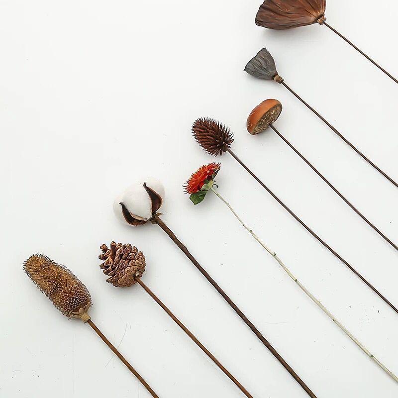 Zen Bouquet: Preserved Natural Cotton and Wheat Ear Flower Arrangement for Living Room Decor